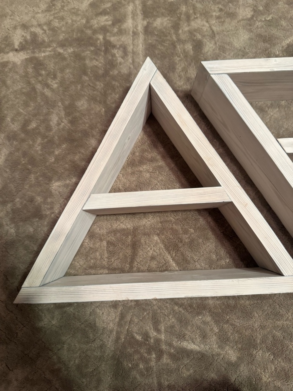 Rustic White Wooden Triangle Wall Shelf - Home Wall Decor